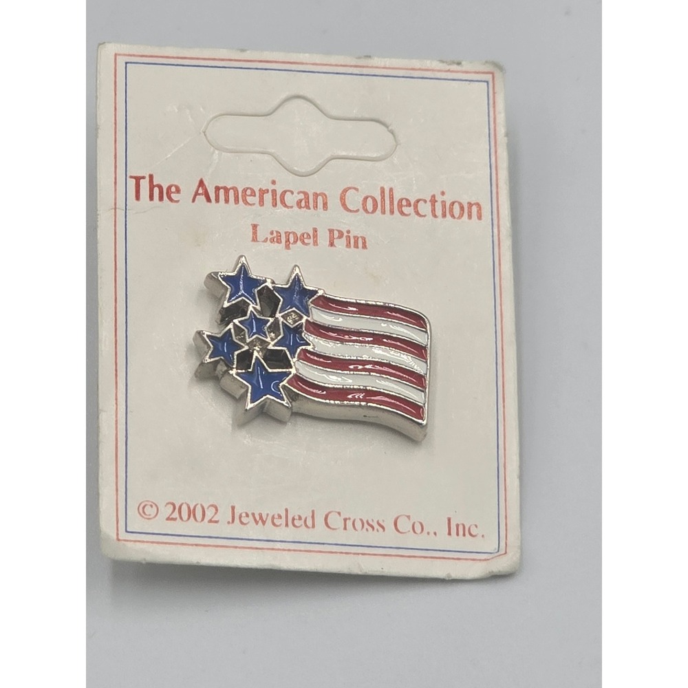 Jeweled Cross Co American Collection USA Flag Stars Lapel Pin 2002 JC-385-P